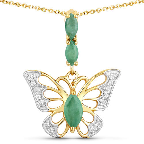 0.72 Carat Genuine Emerald and White Zircon .925 Sterling Silver Pendant Bids.com