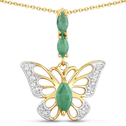 0.72 Carat Genuine Emerald and White Zircon .925 Sterling Silver Pendant Bids.com