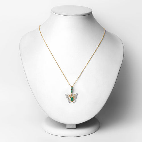 0.72 Carat Genuine Emerald and White Zircon .925 Sterling Silver Pendant Bids.com