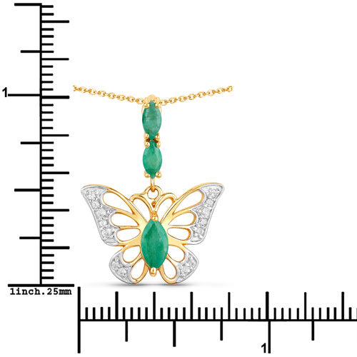 0.72 Carat Genuine Emerald and White Zircon .925 Sterling Silver Pendant Bids.com