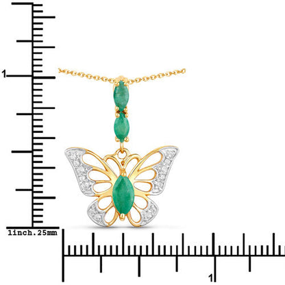 0.72 Carat Genuine Emerald and White Zircon .925 Sterling Silver Pendant Bids.com
