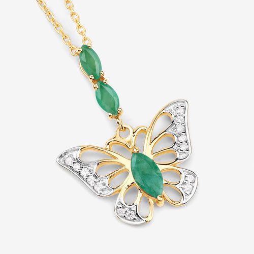 0.72 Carat Genuine Emerald and White Zircon .925 Sterling Silver Pendant Bids.com
