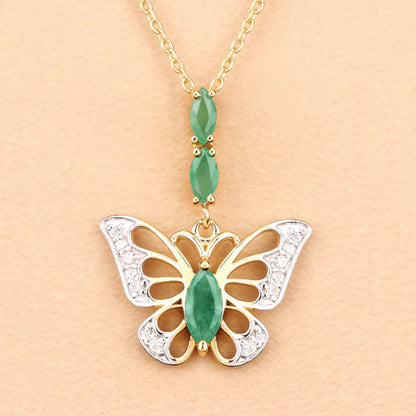 0.72 Carat Genuine Emerald and White Zircon .925 Sterling Silver Pendant Bids.com