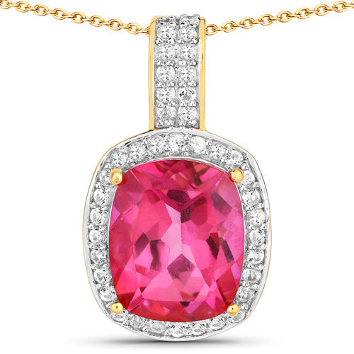 6.87 Carat Genuine Pink Topaz and White Topaz .925 Sterling Silver Pendant Bids.com