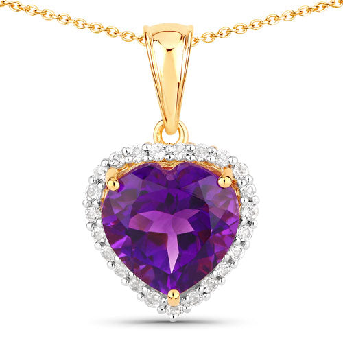 4.76 Carat Genuine Amethyst and White Topaz .925 Sterling Silver Pendant Bids.com
