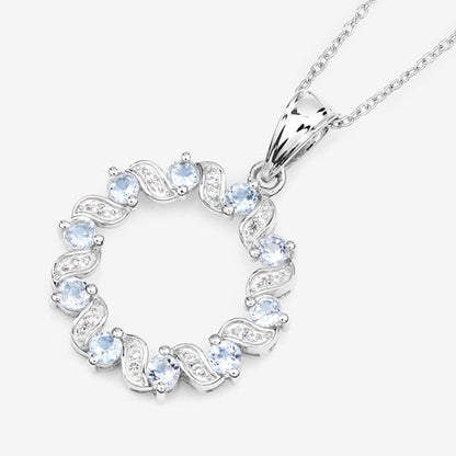1.10 Carat Genuine Aquamarine and White Topaz .925 Sterling Silver Pendant Bids.com