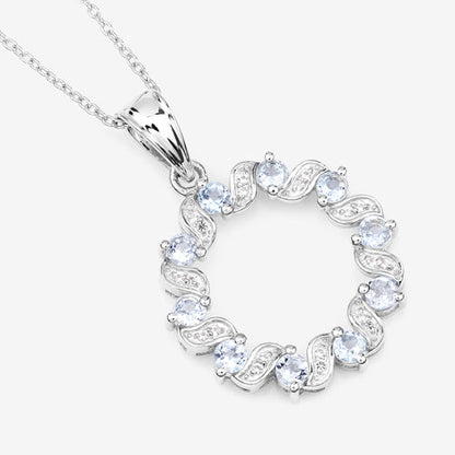 1.10 Carat Genuine Aquamarine and White Topaz .925 Sterling Silver Pendant Bids.com