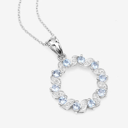 1.10 Carat Genuine Aquamarine and White Topaz .925 Sterling Silver Pendant Bids.com