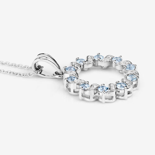 1.10 Carat Genuine Aquamarine and White Topaz .925 Sterling Silver Pendant Bids.com