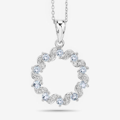 1.10 Carat Genuine Aquamarine and White Topaz .925 Sterling Silver Pendant Bids.com