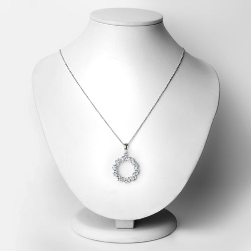 1.10 Carat Genuine Aquamarine and White Topaz .925 Sterling Silver Pendant Bids.com