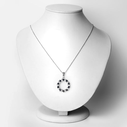 1.30 Carat Genuine Blue Sapphire and White Topaz .925 Sterling Silver Pendant Bids.com