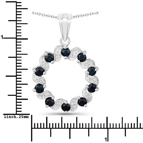 1.30 Carat Genuine Blue Sapphire and White Topaz .925 Sterling Silver Pendant Bids.com