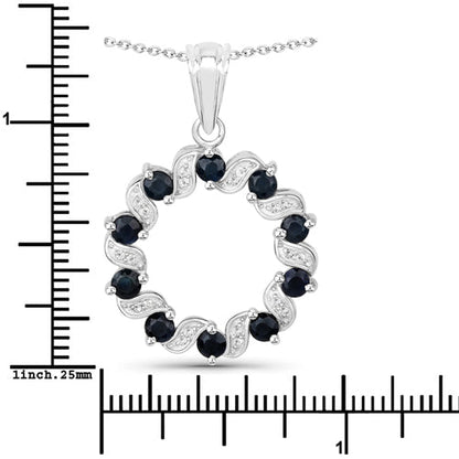 1.30 Carat Genuine Blue Sapphire and White Topaz .925 Sterling Silver Pendant Bids.com
