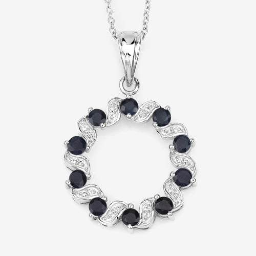 1.30 Carat Genuine Blue Sapphire and White Topaz .925 Sterling Silver Pendant Bids.com