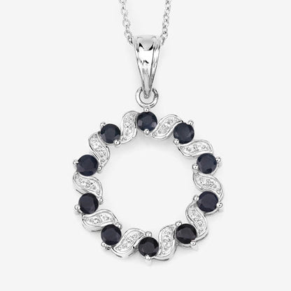 1.30 Carat Genuine Blue Sapphire and White Topaz .925 Sterling Silver Pendant Bids.com