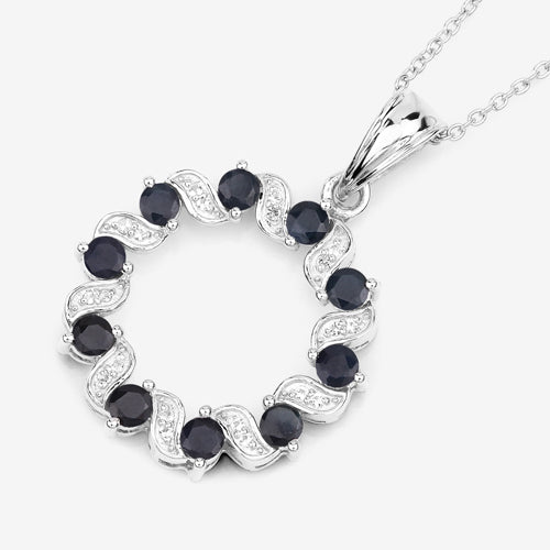 1.30 Carat Genuine Blue Sapphire and White Topaz .925 Sterling Silver Pendant Bids.com