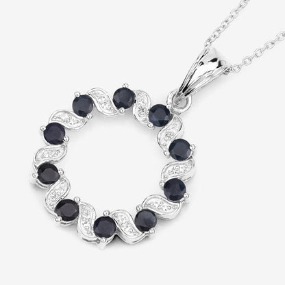 1.30 Carat Genuine Blue Sapphire and White Topaz .925 Sterling Silver Pendant Bids.com