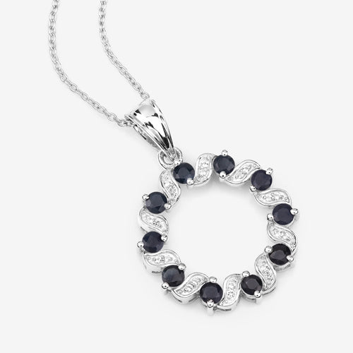 1.30 Carat Genuine Blue Sapphire and White Topaz .925 Sterling Silver Pendant Bids.com