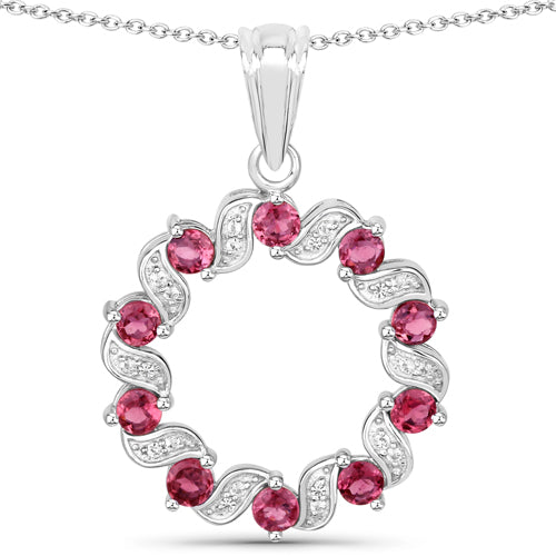 1.30 Carat Genuine Pink Tourmaline and White Topaz .925 Sterling Silver Pendant Bids.com