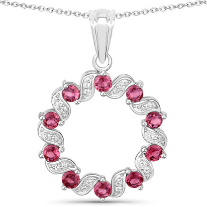 1.30 Carat Genuine Pink Tourmaline and White Topaz .925 Sterling Silver Pendant Bids.com