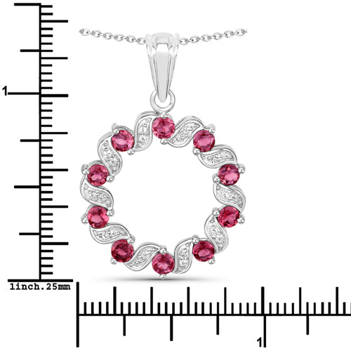 1.30 Carat Genuine Pink Tourmaline and White Topaz .925 Sterling Silver Pendant Bids.com