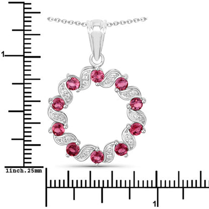 1.30 Carat Genuine Pink Tourmaline and White Topaz .925 Sterling Silver Pendant Bids.com