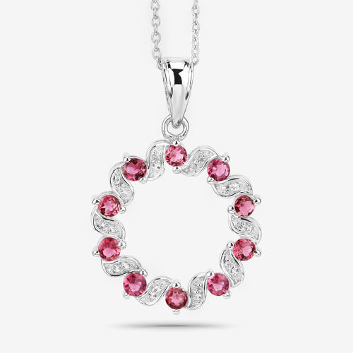 1.30 Carat Genuine Pink Tourmaline and White Topaz .925 Sterling Silver Pendant Bids.com