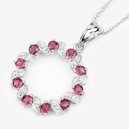 1.30 Carat Genuine Pink Tourmaline and White Topaz .925 Sterling Silver Pendant Bids.com