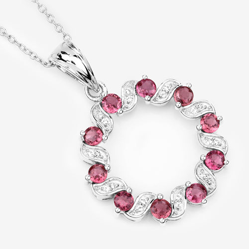 1.30 Carat Genuine Pink Tourmaline and White Topaz .925 Sterling Silver Pendant Bids.com