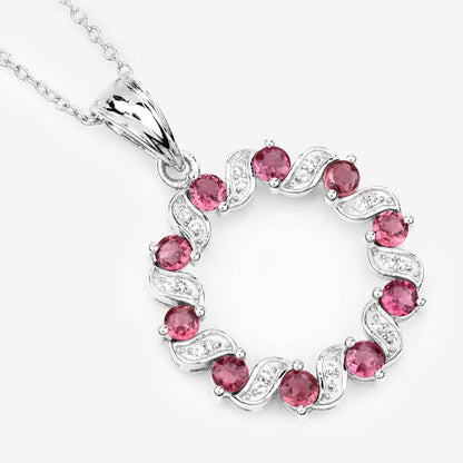 1.30 Carat Genuine Pink Tourmaline and White Topaz .925 Sterling Silver Pendant Bids.com