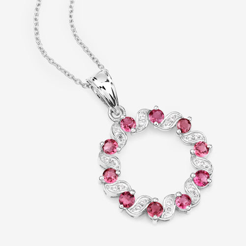 1.30 Carat Genuine Pink Tourmaline and White Topaz .925 Sterling Silver Pendant Bids.com