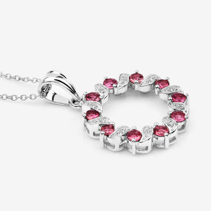 1.30 Carat Genuine Pink Tourmaline and White Topaz .925 Sterling Silver Pendant Bids.com