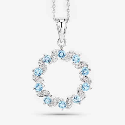 1.30 Carat Genuine Swiss Blue Topaz and White Topaz .925 Sterling Silver Pendant Bids.com