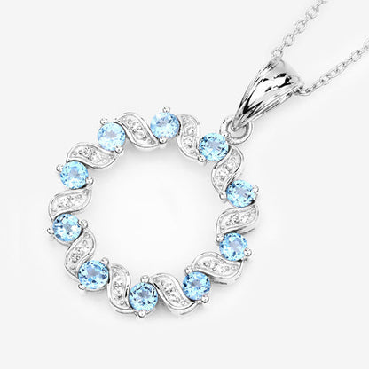 1.30 Carat Genuine Swiss Blue Topaz and White Topaz .925 Sterling Silver Pendant Bids.com