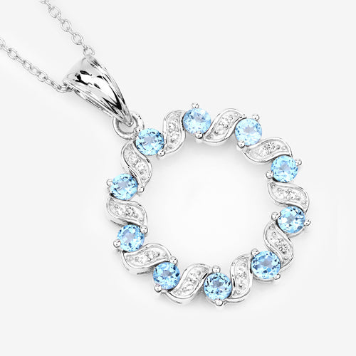 1.30 Carat Genuine Swiss Blue Topaz and White Topaz .925 Sterling Silver Pendant Bids.com