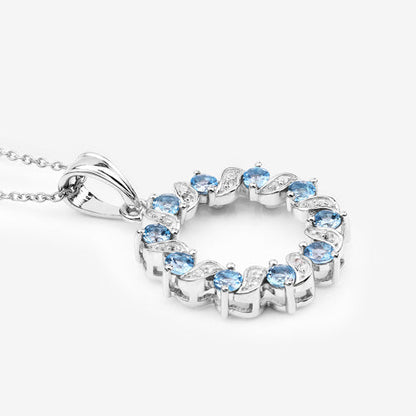 1.30 Carat Genuine Swiss Blue Topaz and White Topaz .925 Sterling Silver Pendant Bids.com