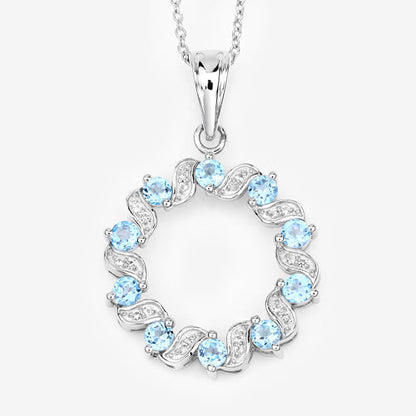 1.30 Carat Genuine Swiss Blue Topaz and White Topaz .925 Sterling Silver Pendant Bids.com