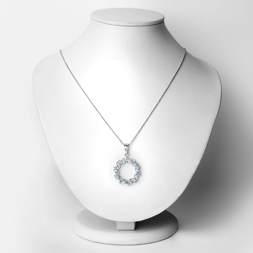 1.30 Carat Genuine Swiss Blue Topaz and White Topaz .925 Sterling Silver Pendant Bids.com