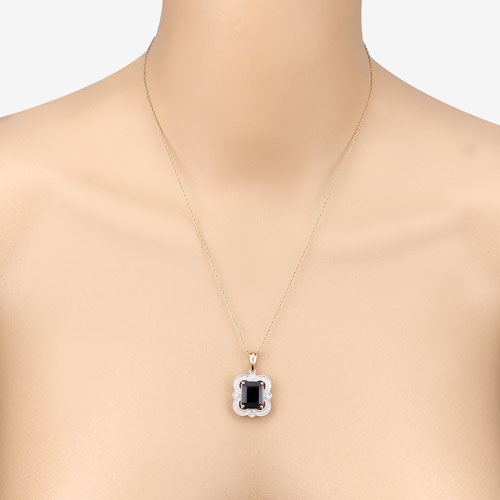 4.07 Carat Genuine Iolite and White Diamond 14K Yellow Gold Pendant Bids.com