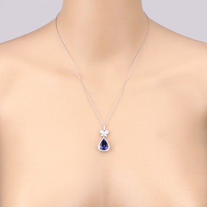 5.54 Carat Genuine Tanzanite and White Diamond 18K White Gold Pendant Bids.com