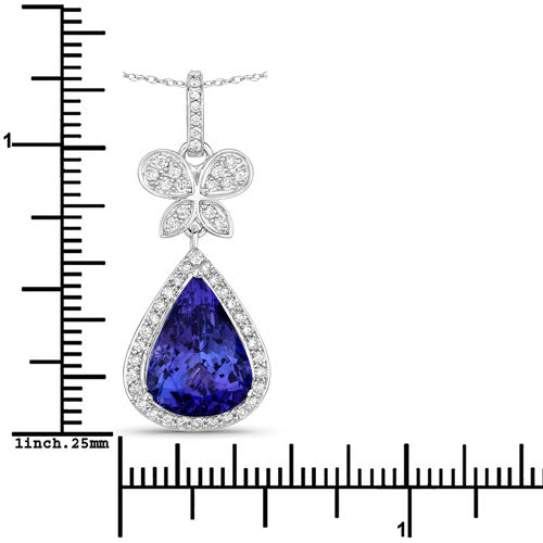 5.54 Carat Genuine Tanzanite and White Diamond 18K White Gold Pendant Bids.com