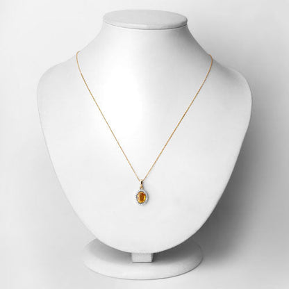 1.78 Carat Genuine Yellow Sapphire and White Diamond 14K Yellow Gold Pendant Bids.com