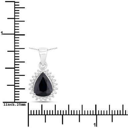 2.09 Carat Genuine Blue Sapphire and White Diamond 14K White Gold Pendant Bids.com