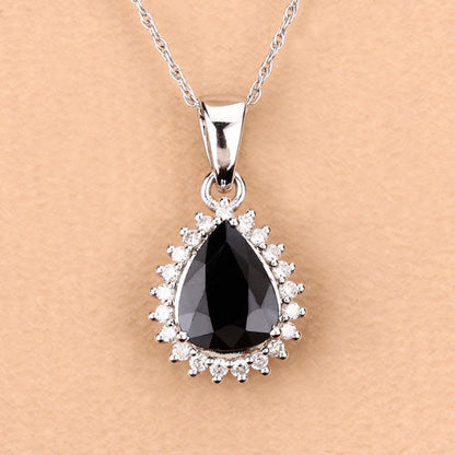 2.09 Carat Genuine Blue Sapphire and White Diamond 14K White Gold Pendant Bids.com