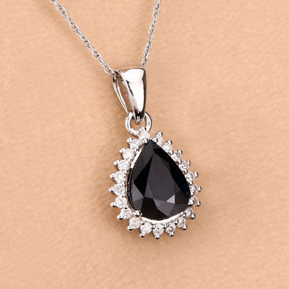 2.09 Carat Genuine Blue Sapphire and White Diamond 14K White Gold Pendant Bids.com