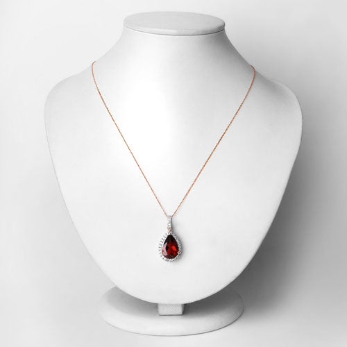 3.29 Carat Genuine Rhodolite and White Diamond 14K Rose Gold Pendant Bids.com