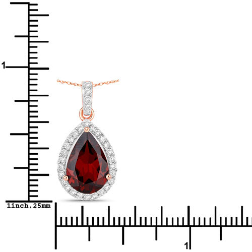 3.29 Carat Genuine Rhodolite and White Diamond 14K Rose Gold Pendant Bids.com
