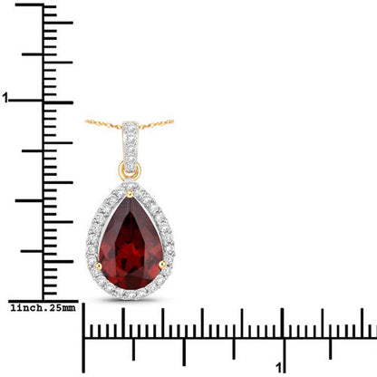 3.29 Carat Genuine Rhodolite and White Diamond 14K Yellow Gold Pendant Bids.com