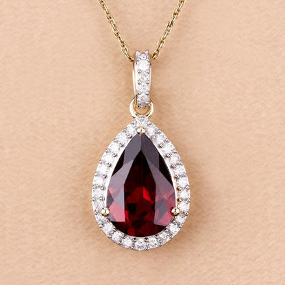 3.29 Carat Genuine Rhodolite and White Diamond 14K Yellow Gold Pendant Bids.com